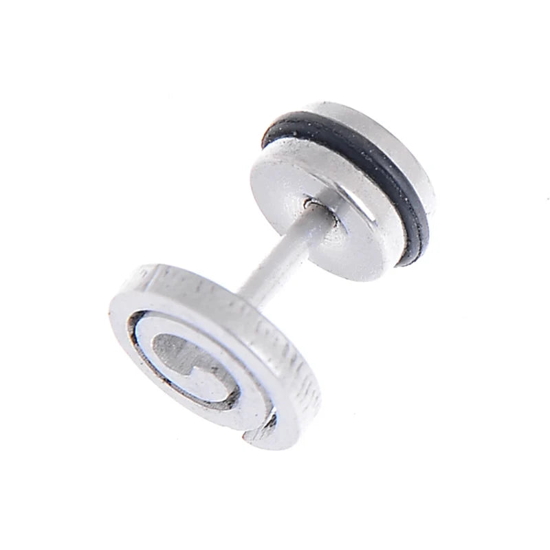 2PCS Gothic Faux Star Ear Plug Stainless Steel Mens Ear Stud Screw Black Skull Earrings Piercing Jewelry Wholesale