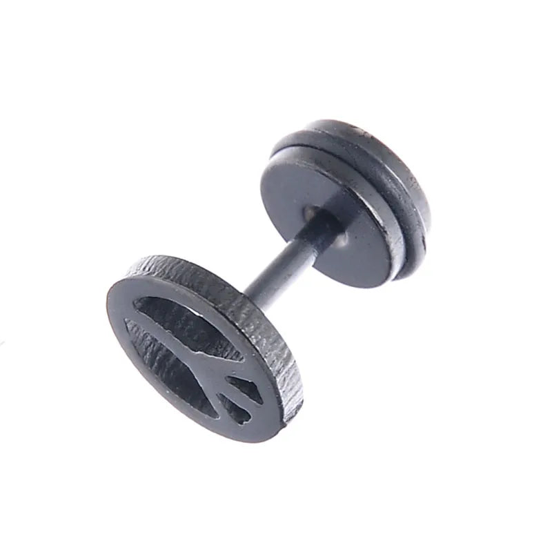 2PCS Gothic Faux Star Ear Plug Stainless Steel Mens Ear Stud Screw Black Skull Earrings Piercing Jewelry Wholesale