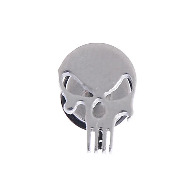 2PCS Gothic Faux Star Ear Plug Stainless Steel Mens Ear Stud Screw Black Skull Earrings Piercing Jewelry Wholesale