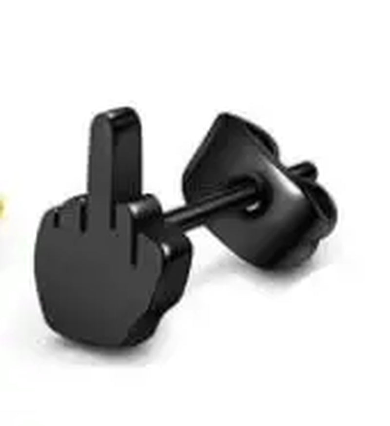 2PCS Gothic Faux Star Ear Plug Stainless Steel Mens Ear Stud Screw Black Skull Earrings Piercing Jewelry Wholesale