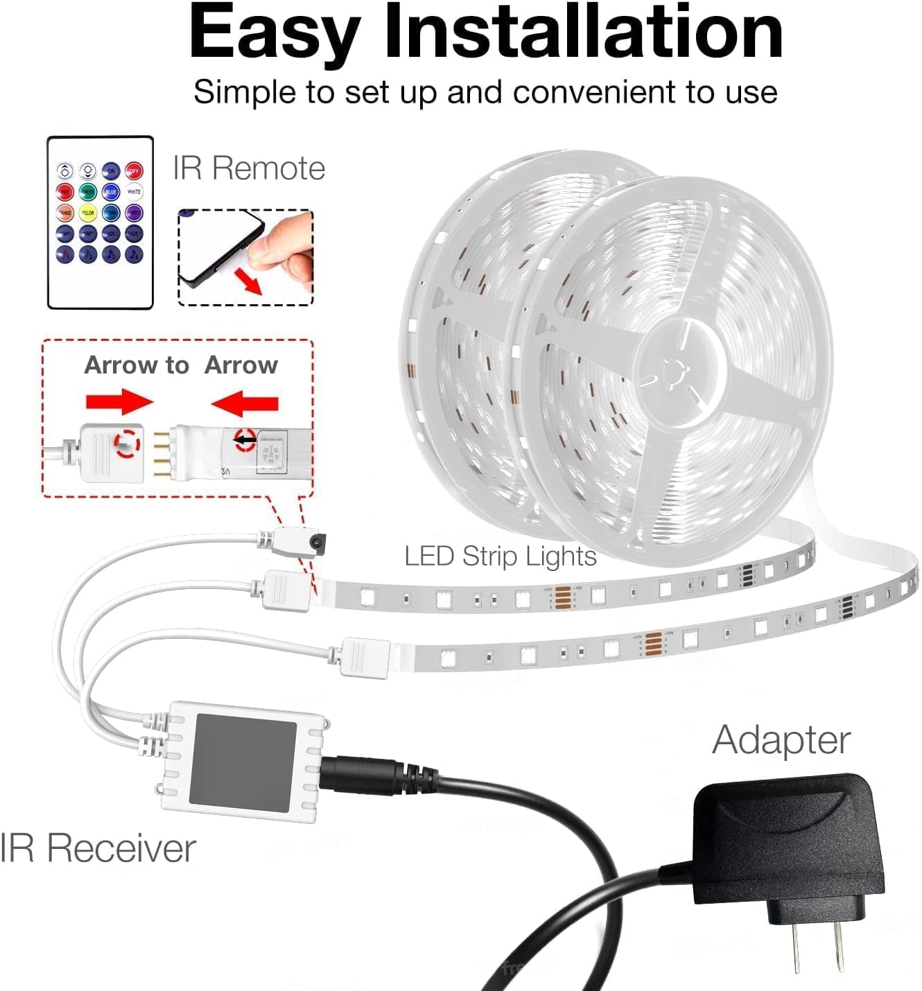 Smart Wifi Led Lights, 50 FT RGB Led Strip Lights Compatible with Alexa and Google Assistant, App Voice Remote Control Music Sync Color Changingled Strip Lighting for Bedroom Room Decor