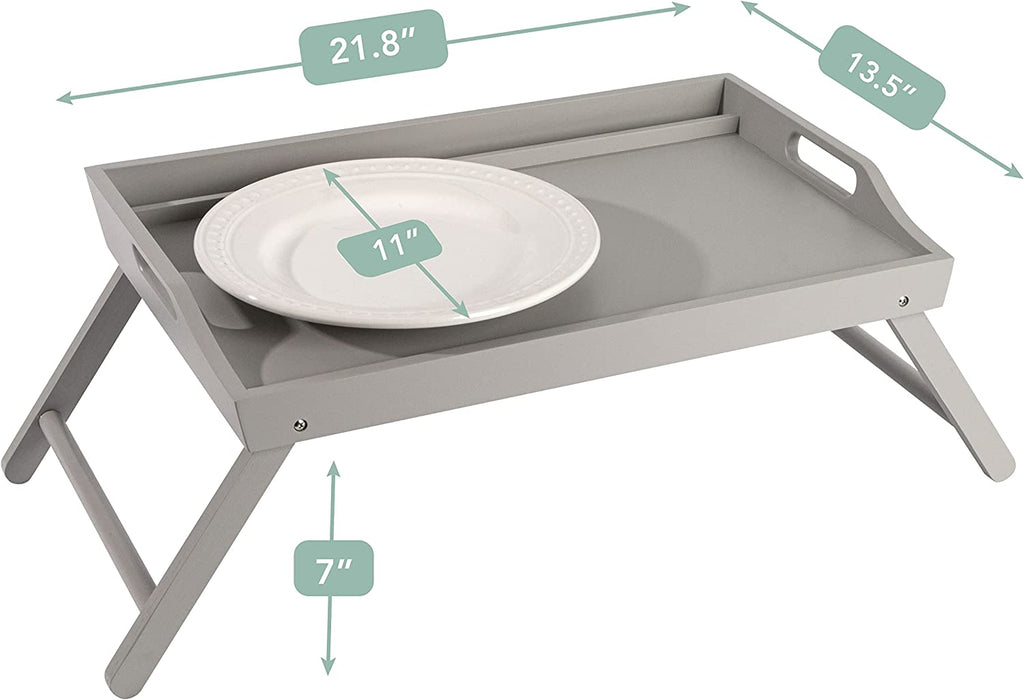 Extra Large Wood Bed Tray, Lap Tray, Lap Desk with Phone Holder - Fits up to 17.3 Inch Laptops and Most Tablets - Calming Gray - Style No. 78105