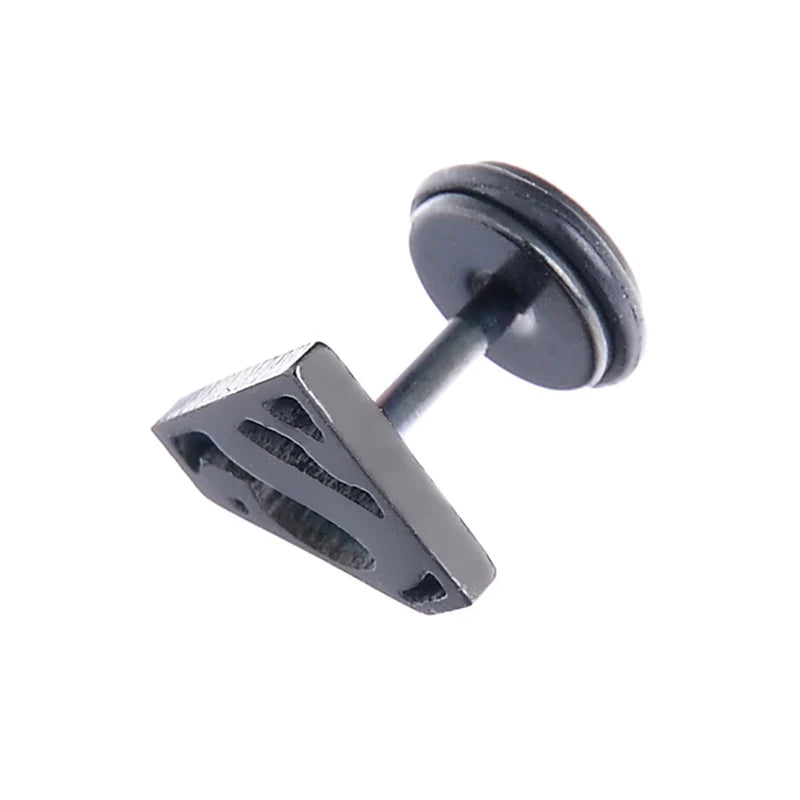 2PCS Gothic Faux Star Ear Plug Stainless Steel Mens Ear Stud Screw Black Skull Earrings Piercing Jewelry Wholesale